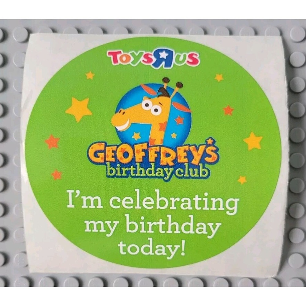 Vintage Toys R Us Geoffreys Birthday Club Sticker 3in New Old Stock NOS Decor